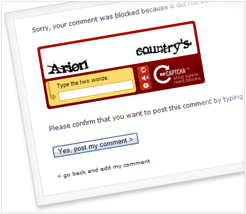 CAPTCHA for a blocked comment (a dramatic angle!)