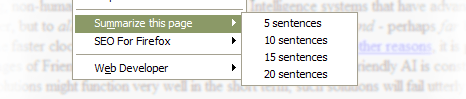 GreatSummary popup menu