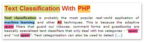 Search results with search terms highlighted