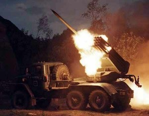 The russian multiple rocket launcher BM-21, aka Grad The russian multiple rocket launcher BM-21, aka Grad