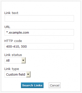 Broken Link Checker - the Search box