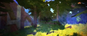 Some trees, and ... a piece of a bridge?