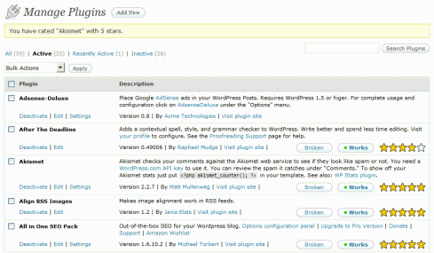 WordPress.org rating integration