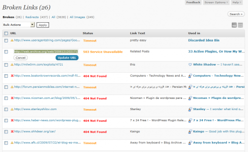 Broken Link Checker - new "Broken Links" table
